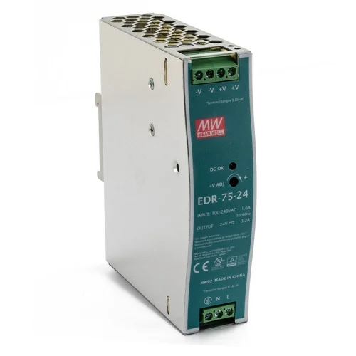 EDR-75-24 Блок питания на DIN-рейку, 24В, 3,2 А, 75Вт Mean Well EDR-75-24 Блок питания на DIN-рейку, 24В, 3,2 А, 75Вт Mean Well